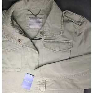 NWT Lucky Brand Women Utility Jacket Green Army Pockets Cinch Waist Sz S $149